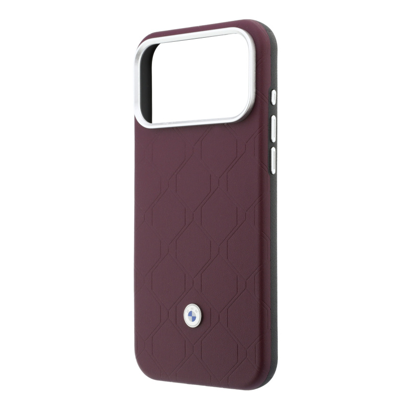Apple iPhone 18 Pro Max Case BMW Original Licensed M-safe Charging Compatible Metal Logo Embossed Quilted Leather Card Slot Cover - 7