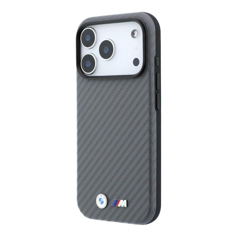 Apple iPhone 18 Pro Max Case BMW Original Licensed M-safe Charging Enabled Carbon Fiber Design and Metal Logo PU Leather Cover - 5