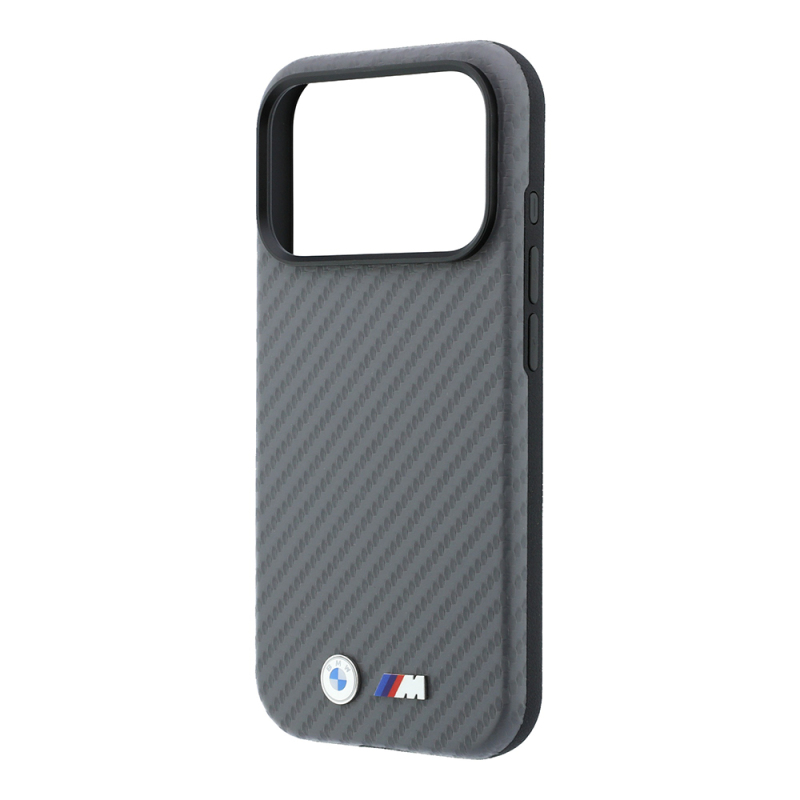 Apple iPhone 18 Pro Max Case BMW Original Licensed M-safe Charging Enabled Carbon Fiber Design and Metal Logo PU Leather Cover - 9