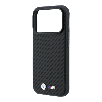 Apple iPhone 18 Pro Max Case BMW Original Licensed M-safe Charging Enabled Carbon Fiber Design and Metal Logo PU Leather Cover - 16