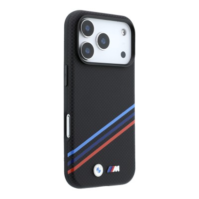 Apple iPhone 18 Pro Max Case BMW Original Licensed M-safe Charging Enabled Three-Strip Metal M Logo Carbon Fiber Kevlar Cover - 4