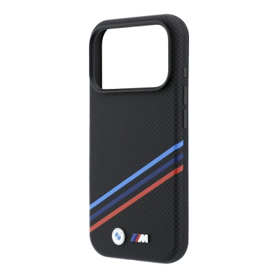 Apple iPhone 18 Pro Max Case BMW Original Licensed M-safe Charging Enabled Three-Strip Metal M Logo Carbon Fiber Kevlar Cover - 6