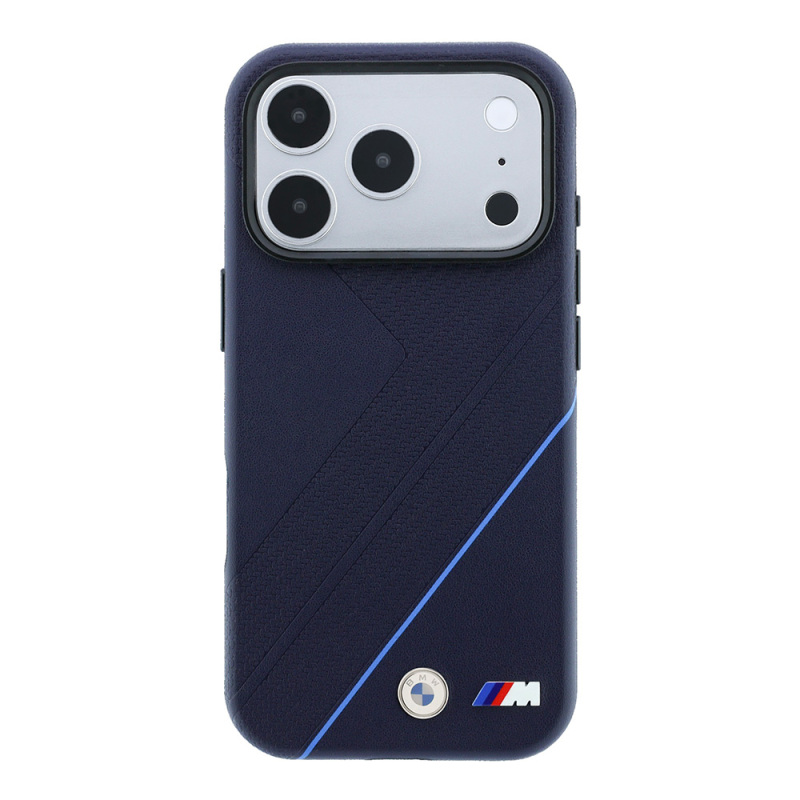 Apple iPhone 18 Pro Max Case – Genuine Licensed BMW M-Safe (MagSafe Compatible) – Blue-Striped Cover with M Logo and Tire-Track Pattern - 3