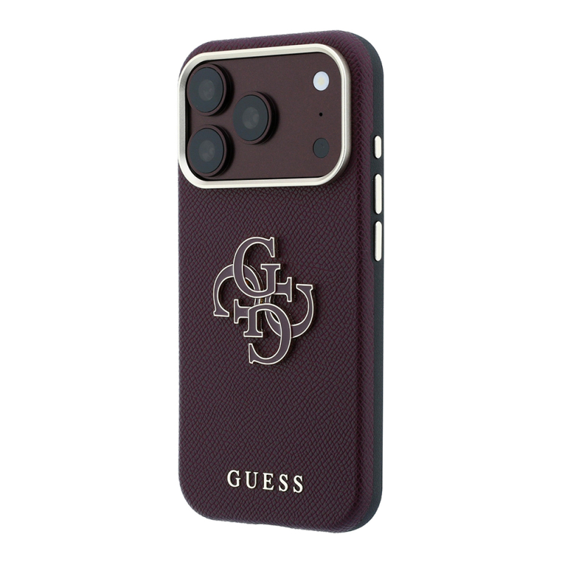 Apple iPhone 18 Pro Max Case Guess Original Licensed M-safe Charging Enabled PU Text and 4G Large Metal Logo Cover - 10