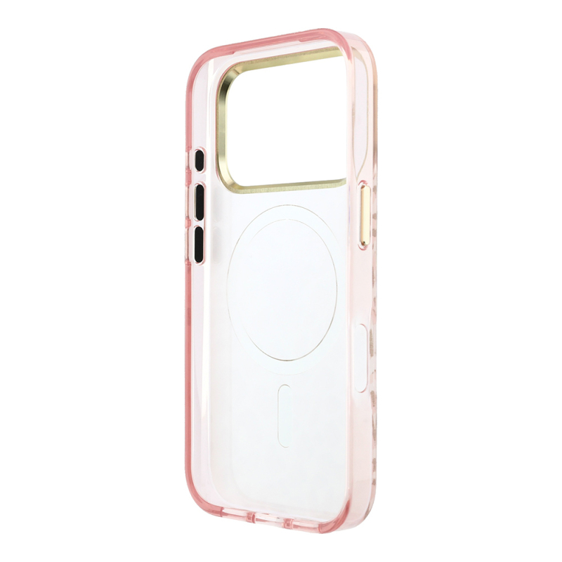 Apple iPhone 18 Pro Max Case Guess Original Licensed M-safe Charging Enabled Triangle Logo Glitter Leopard Pattern Cover - 17