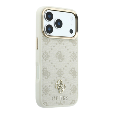 Apple iPhone 18 Pro Max Case Guess Original Licensed M-safe Charging Feature Classic Text and 4G Logo PU Leather Peony Cover - 7