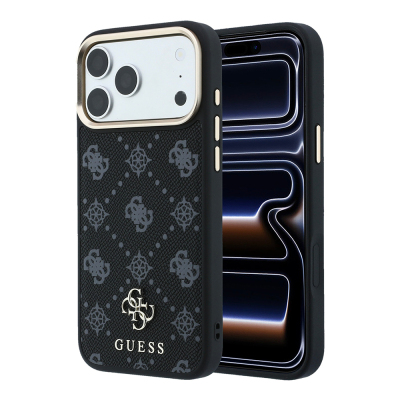 Apple iPhone 18 Pro Max Case Guess Original Licensed M-safe Charging Feature Classic Text and 4G Logo PU Leather Peony Cover - 1