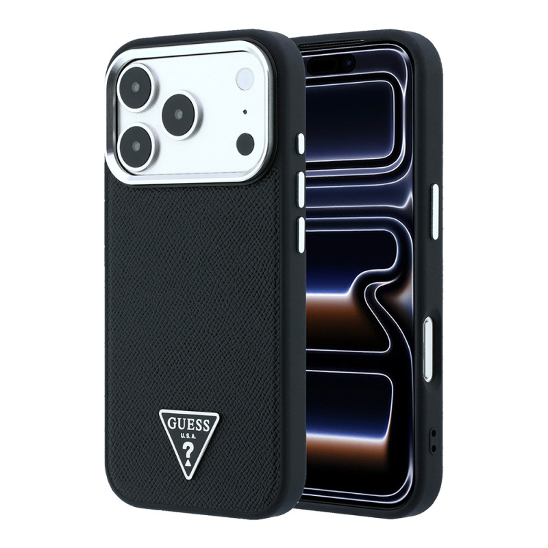 Apple iPhone 18 Pro Max Case Guess Original Licensed M-safe Charging Feature Grained Triangle Cover - 1