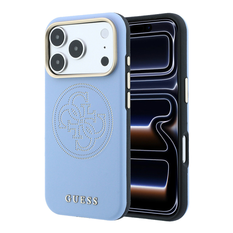 Apple iPhone 18 Pro Max Case Guess Original Licensed M-safe Charging Feature PU Perforated 4G and Text Logo Cover - 2