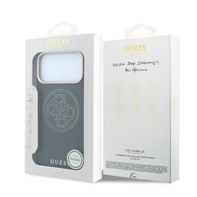 Apple iPhone 18 Pro Max Case Guess Original Licensed M-safe Charging Feature PU Perforated 4G and Text Logo Cover - 16
