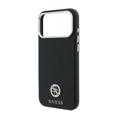 Apple iPhone 18 Pro Max Case Guess Original Licensed M-safe Charging Feature PU Rhinestone Metal 4G and Text Logo Cover - 7