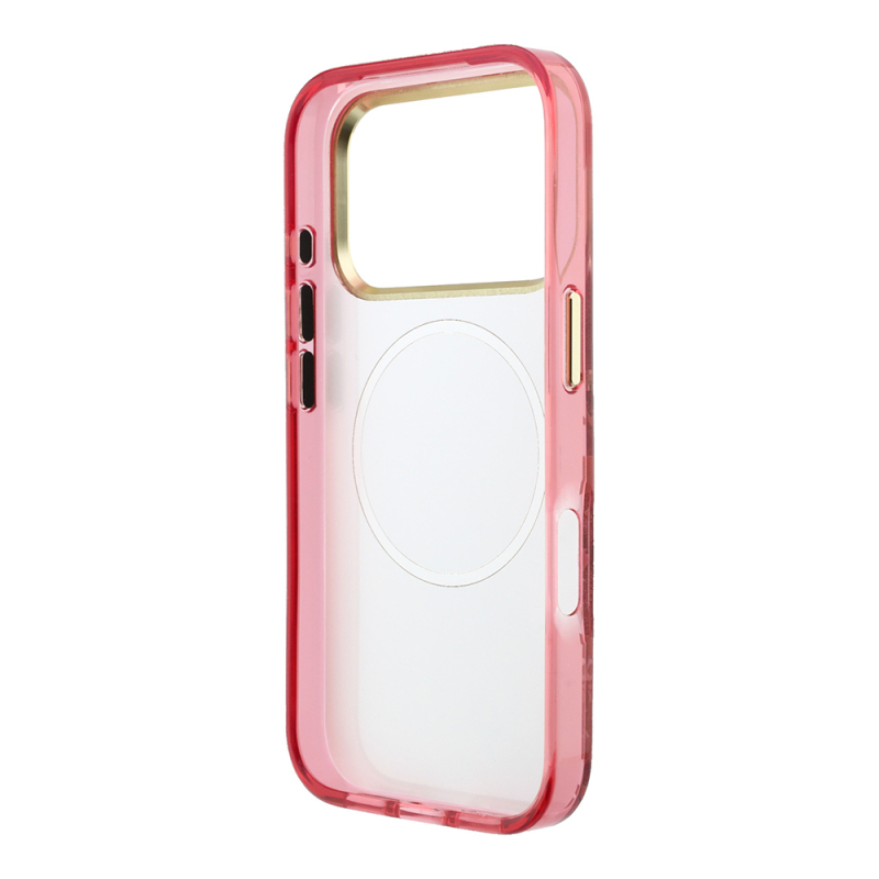 Apple iPhone 18 Pro Max Case Guess Original Licensed M-safe Charging Feature Rose Pattern Glittery Text and Logo Cover - 15