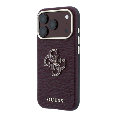 Apple iPhone 18 Pro Max Case Guess Original Licensed PU Text and 4G Large Metal Logo Cover - 11