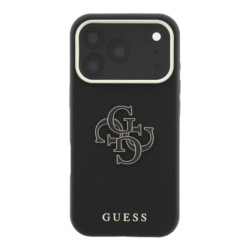 Apple iPhone 18 Pro Max Case Guess Original Licensed PU Text and 4G Large Metal Logo Cover - 19