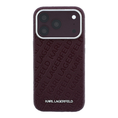 Apple iPhone 18 Pro Max Case – Karl Lagerfeld Officially Licensed Grained PU Leather Cover with Embossed Metal Logo Lettering - 3
