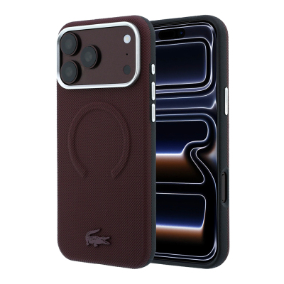 Apple iPhone 18 Pro Max Case Lacoste Original Licensed M-Safe Charging Compatible Ring Design Petit Piqué Texture Metal Logo Cover - 1