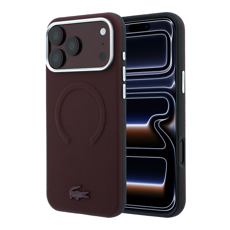 Apple iPhone 18 Pro Max Case Lacoste Original Licensed M-Safe Charging Compatible Ring Design Petit Piqué Texture Metal Logo Cover - 1