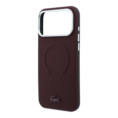 Apple iPhone 18 Pro Max Case Lacoste Original Licensed M-Safe Charging Compatible Ring Design Petit Piqué Texture Metal Logo Cover - 6