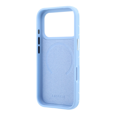 Apple iPhone 18 Pro Max Case Lacoste Original Licensed M-safe Charging Enabled Metal Logo Leather Cover Mixed Monogram Pattern - 31