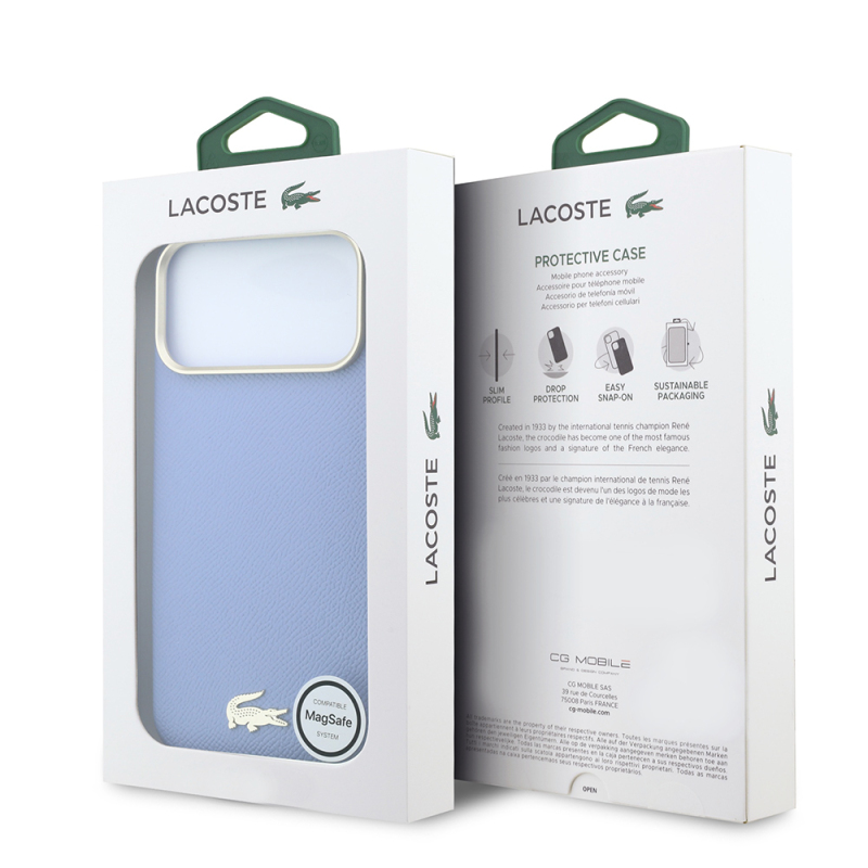Apple iPhone 18 Pro Max Case, Lacoste Original Licensed, M-Safe Charging Enabled, PVC Semi-Pique Patterned Back, Iconic Crocodile Weave Logo Cover - 24