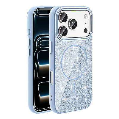Apple iPhone 18 Pro Max Case M-safe Charging Enabled Glowing Glitter Zore Oxo Cover - 8