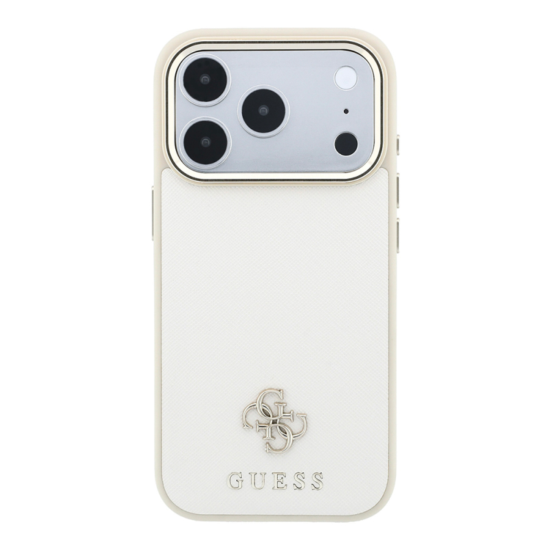 Apple iPhone 18 Pro Max Case M-safe Charging Feature Guess Original Licensed Classic Text and 4G Logo PU Leather Saffiano Cover - 3
