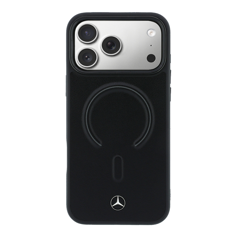 Apple iPhone 18 Pro Max Case Mercedes Benz Original Licensed M-safe Charging Feature Metal Star Logo Embossed Leather Cover - 11