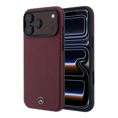 Apple iPhone 18 Pro Max Case, Mercedes Benz Original Licensed, M-safe Charging Feature, Metal Star Logo, Striped Leather Cover - 1