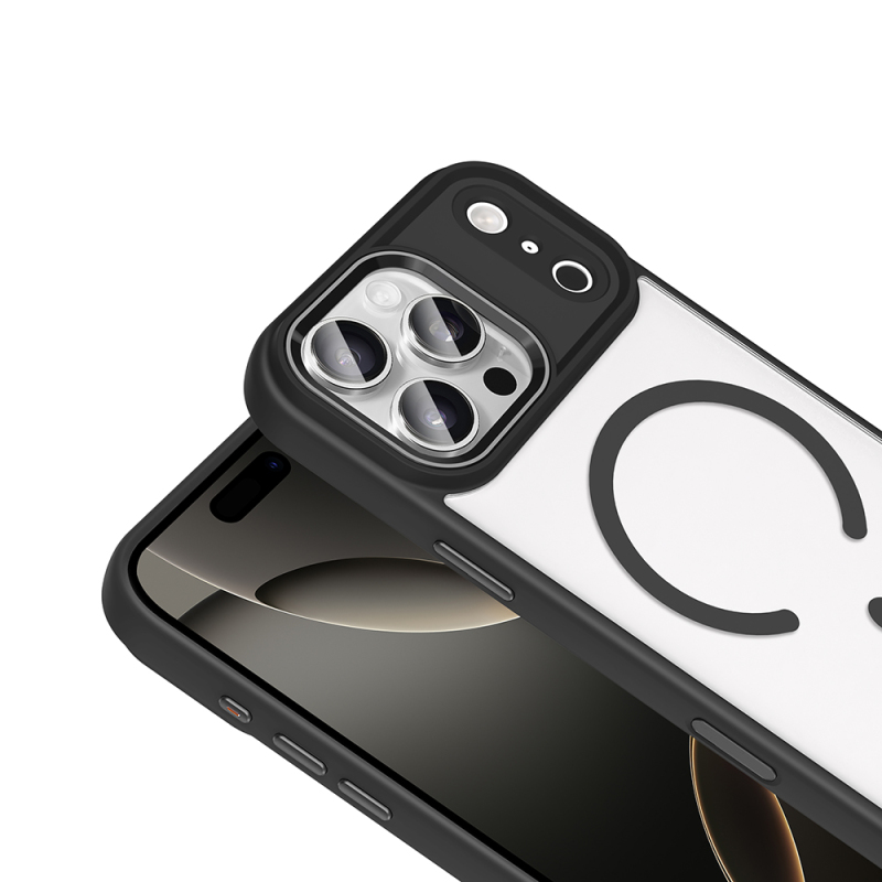 Apple iPhone 18 Pro Max Case with Wireless Charging - Zore Chrome M-safe Silicone Cover - 12