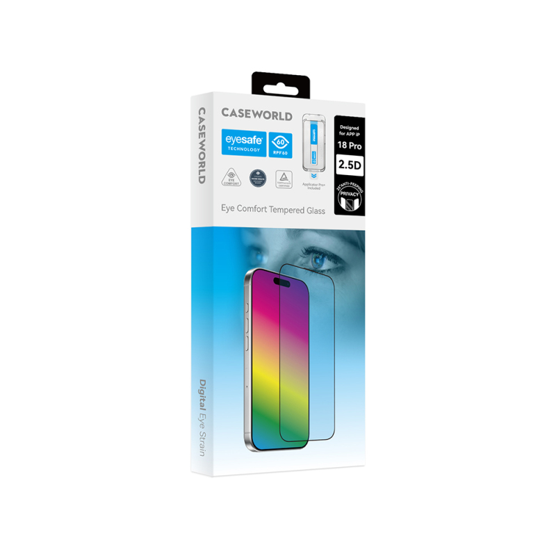 Apple iPhone 18 Pro Max CaseWorld Applicator Serisi 2.5D Eyesafe Mavi Işık Teknolojili 0.33mm Privacy Temperli Cam Ekran Koruyucu + Uygulama Aparatı - 5