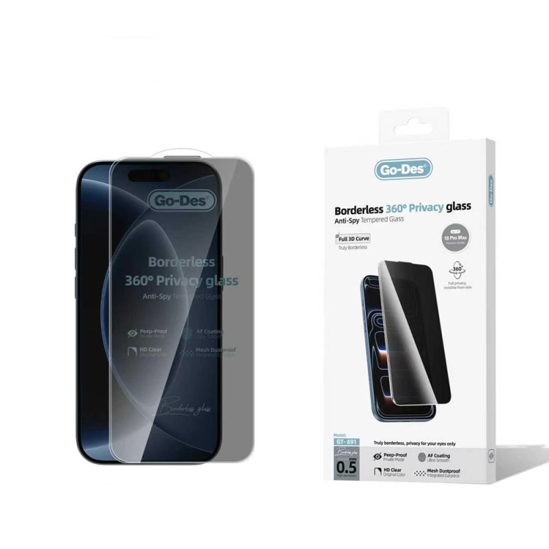 Apple iPhone 18 Pro Max Go Des AF Borderless Privacy Temperli Cam Ekran Koruyucu - 1