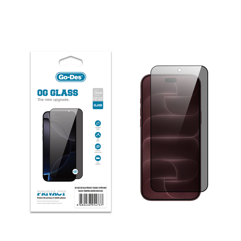 Apple iPhone 18 Pro Max Go Des OG Glass Privacy Anti-Static Tempered Glass Screen Protector - 1