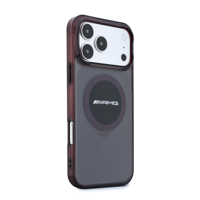 Apple iPhone 18 Pro Max Kılıf AMG Orjinal Lisanslı M-safe Şarj Özellikli Transparan IML Baskı Logolu Bicolor Block Kapak - 4