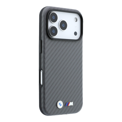 Apple iPhone 18 Pro Max Kılıf BMW Orjinal Lisanslı M-safe Şarj Özellikli Karbon Fiber Tasarımlı ve Metal Logolu PU Deri Kapak - 7