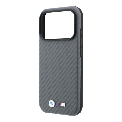 Apple iPhone 18 Pro Max Kılıf BMW Orjinal Lisanslı M-safe Şarj Özellikli Karbon Fiber Tasarımlı ve Metal Logolu PU Deri Kapak - 9