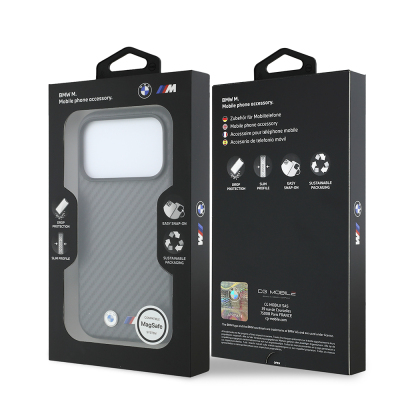 Apple iPhone 18 Pro Max Kılıf BMW Orjinal Lisanslı M-safe Şarj Özellikli Karbon Fiber Tasarımlı ve Metal Logolu PU Deri Kapak - 11