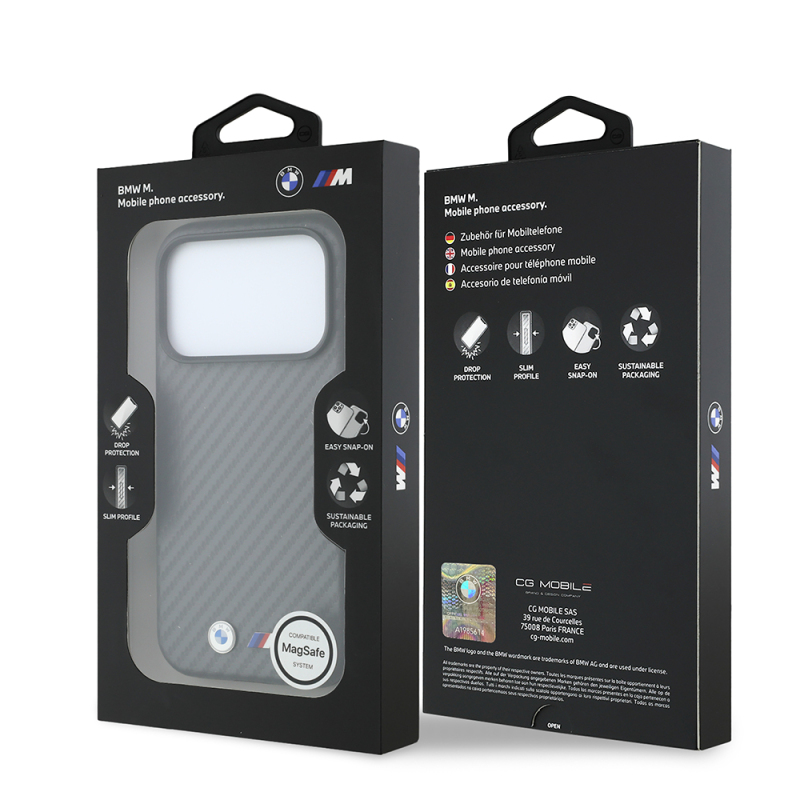 Apple iPhone 18 Pro Max Kılıf BMW Orjinal Lisanslı M-safe Şarj Özellikli Karbon Fiber Tasarımlı ve Metal Logolu PU Deri Kapak - 11