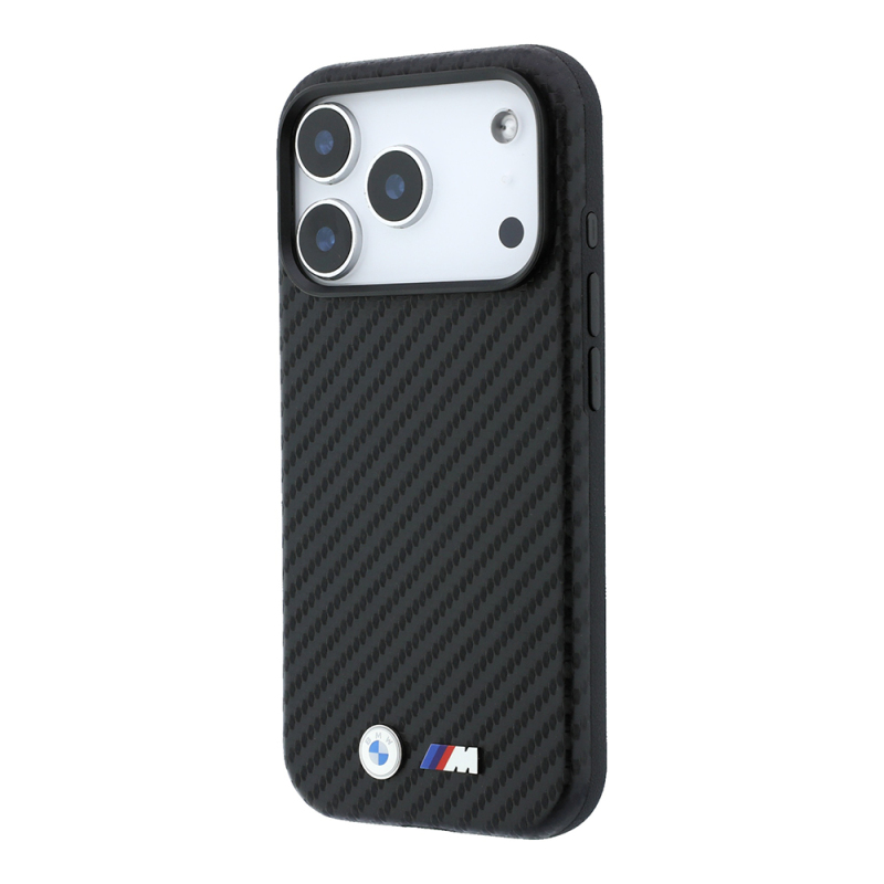 Apple iPhone 18 Pro Max Kılıf BMW Orjinal Lisanslı M-safe Şarj Özellikli Karbon Fiber Tasarımlı ve Metal Logolu PU Deri Kapak - 12