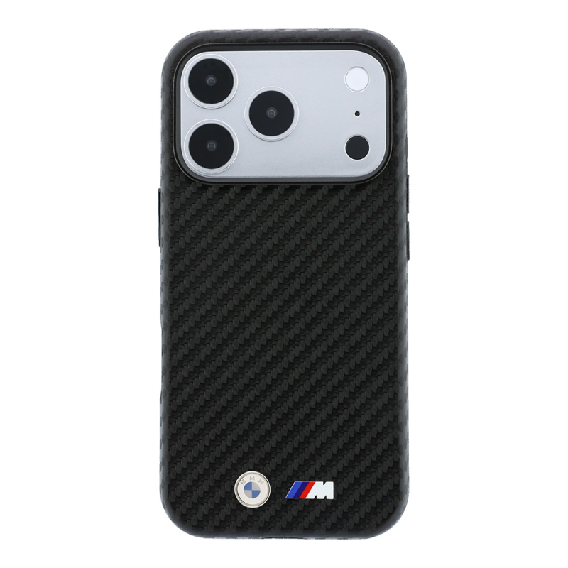 Apple iPhone 18 Pro Max Kılıf BMW Orjinal Lisanslı M-safe Şarj Özellikli Karbon Fiber Tasarımlı ve Metal Logolu PU Deri Kapak - 13