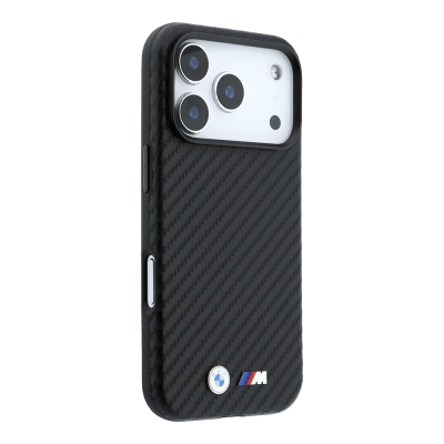 Apple iPhone 18 Pro Max Kılıf BMW Orjinal Lisanslı M-safe Şarj Özellikli Karbon Fiber Tasarımlı ve Metal Logolu PU Deri Kapak - 14