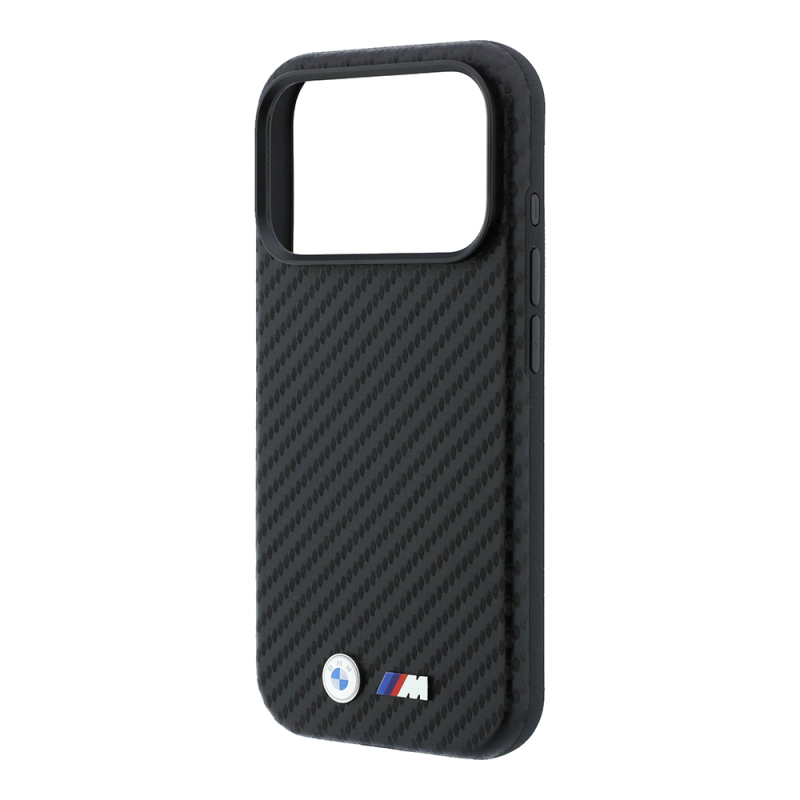 Apple iPhone 18 Pro Max Kılıf BMW Orjinal Lisanslı M-safe Şarj Özellikli Karbon Fiber Tasarımlı ve Metal Logolu PU Deri Kapak - 16