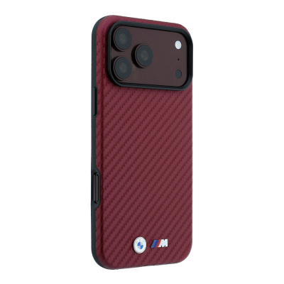 Apple iPhone 18 Pro Max Kılıf BMW Orjinal Lisanslı M-safe Şarj Özellikli Karbon Fiber Tasarımlı ve Metal Logolu PU Deri Kapak - 21