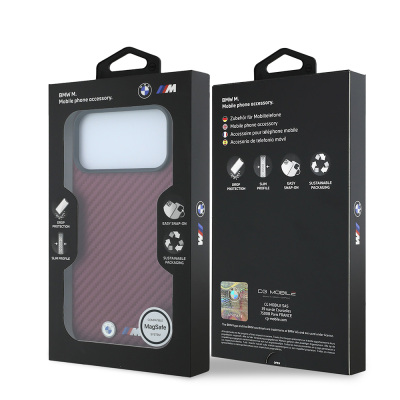 Apple iPhone 18 Pro Max Kılıf BMW Orjinal Lisanslı M-safe Şarj Özellikli Karbon Fiber Tasarımlı ve Metal Logolu PU Deri Kapak - 25