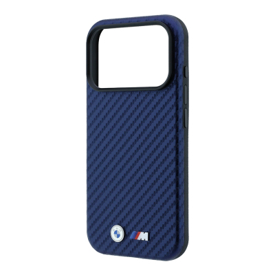Apple iPhone 18 Pro Max Kılıf BMW Orjinal Lisanslı M-safe Şarj Özellikli Karbon Fiber Tasarımlı ve Metal Logolu PU Deri Kapak - 38