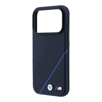 Apple iPhone 18 Pro Max Kılıf BMW Orjinal Lisanslı M-safe Şarj Özellikli M Logolu Lastik İzi Desenli Mavi Çizgili Kapak - 6