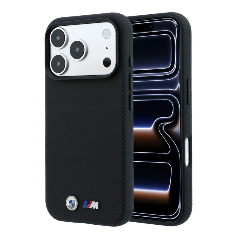 Apple iPhone 18 Pro Max Kılıf BMW Orjinal Lisanslı M-safe Şarj Özellikli Metal Logolu Karbon Fiber Kevlar Kapak - 1