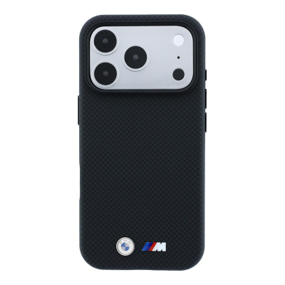 Apple iPhone 18 Pro Max Kılıf BMW Orjinal Lisanslı M-safe Şarj Özellikli Metal Logolu Karbon Fiber Kevlar Kapak - 3