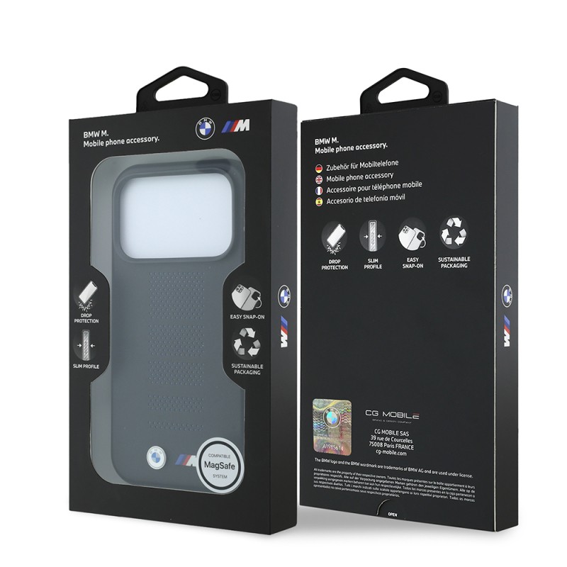 Apple iPhone 18 Pro Max Kılıf BMW Orjinal Lisanslı M-safe Şarj Özellikli PU Delikli Metal M Logolu Kapak - 9