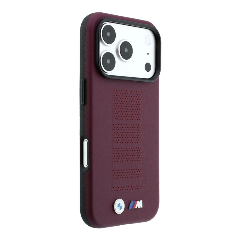 Apple iPhone 18 Pro Max Kılıf BMW Orjinal Lisanslı M-safe Şarj Özellikli PU Delikli Metal M Logolu Kapak - 12
