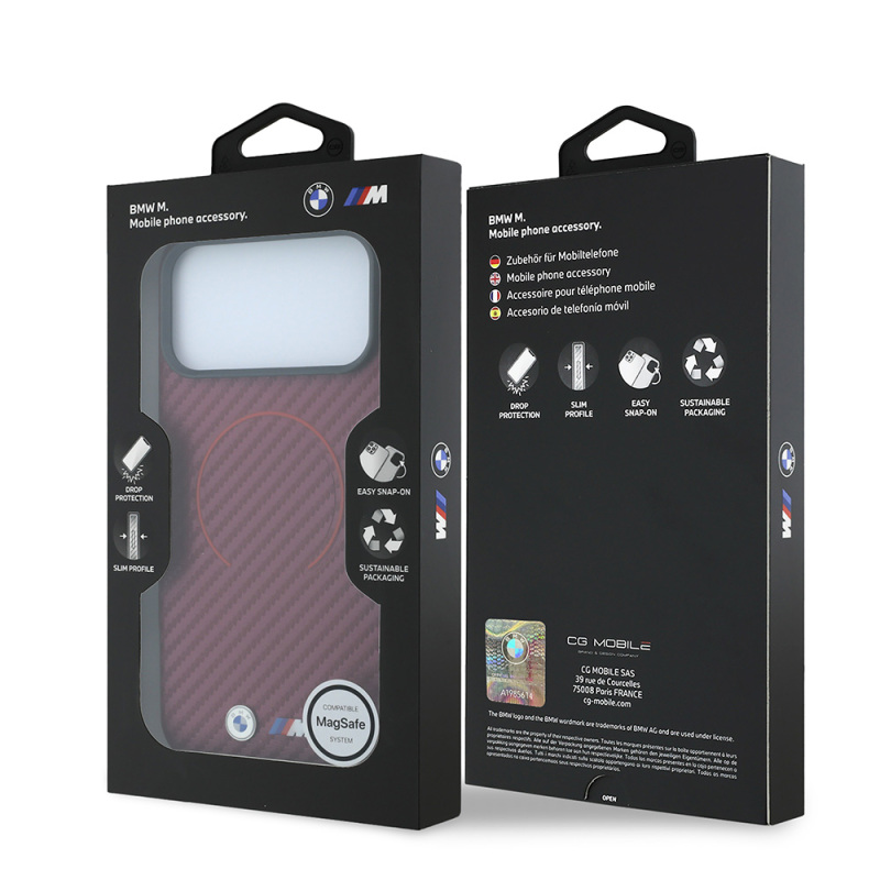 Apple iPhone 18 Pro Max Kılıf BMW Orjinal Lisanslı M-safe Şarj Özellikli PU Metal Logolu Kırmızı Halka Tasarımlı Kapak - 8